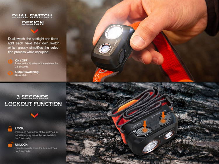 FENIX HL32R-T USB ROJO | 800 LUMENES