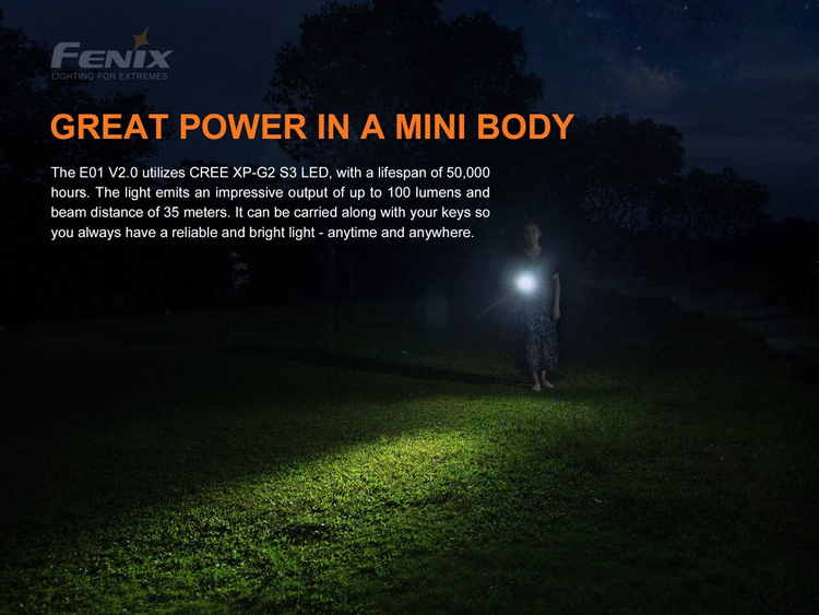 FENIX E01 V2.0 AZUL | 100 LUMENES