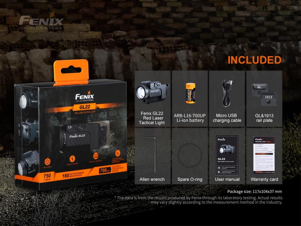 LINTERNA PARA PISTOLA FENIX GL22 NEGRO