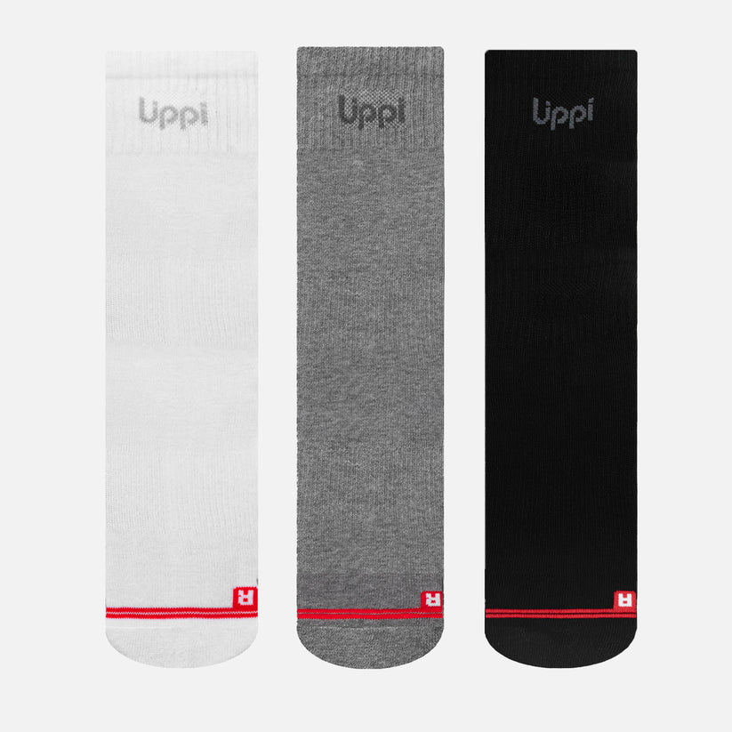 CALCETINES LOGO LIPPI PACK MID NEGRO BLANCO GRIS