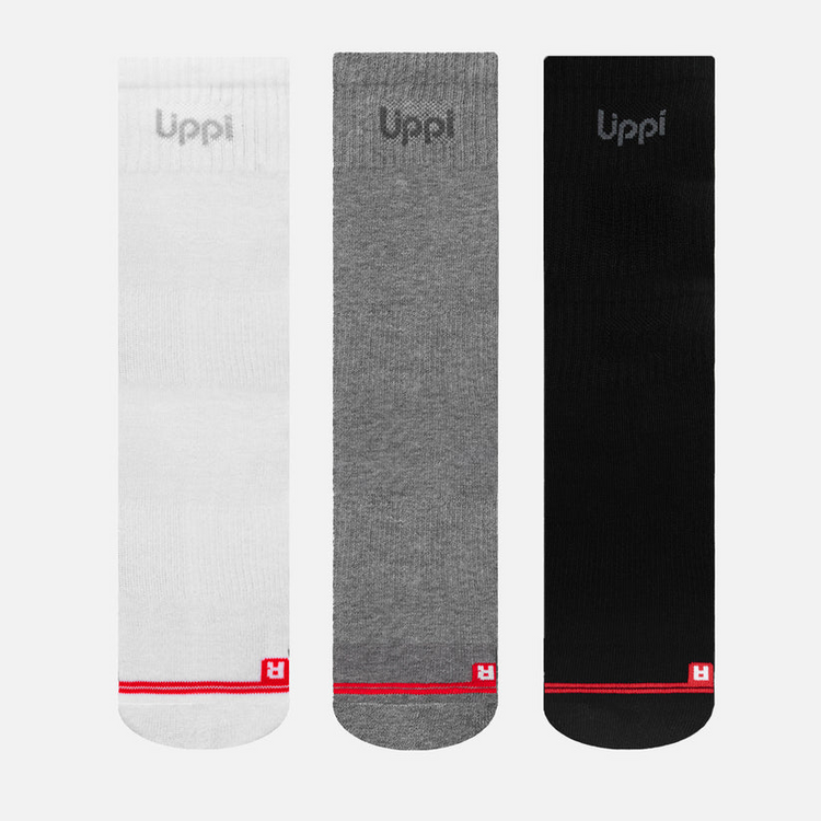 CALCETINES LOGO LIPPI PACK MID NEGRO BLANCO GRIS