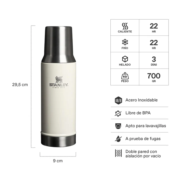 TERMO STANLEY CLASSIC 800ML CREAM GLOSS MATE SYSTEM