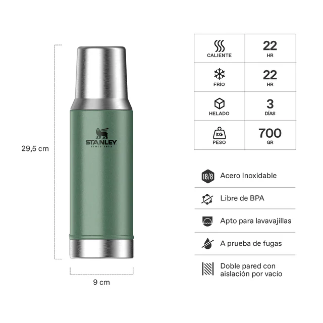 TERMO STANLEY CLASSIC 800ML VERDE MATE SYSTEM
