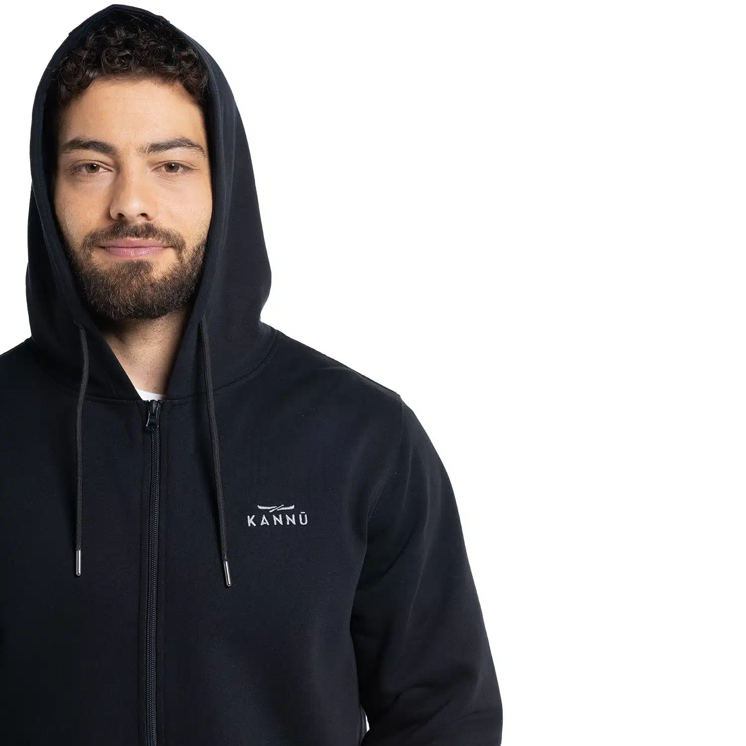 HOODIE KANNU COIGUE FULL ZIP HOMBRE NEGRO
