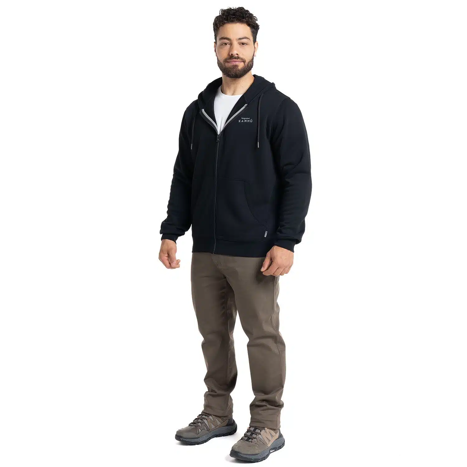 HOODIE KANNU COIGUE FULL ZIP HOMBRE NEGRO