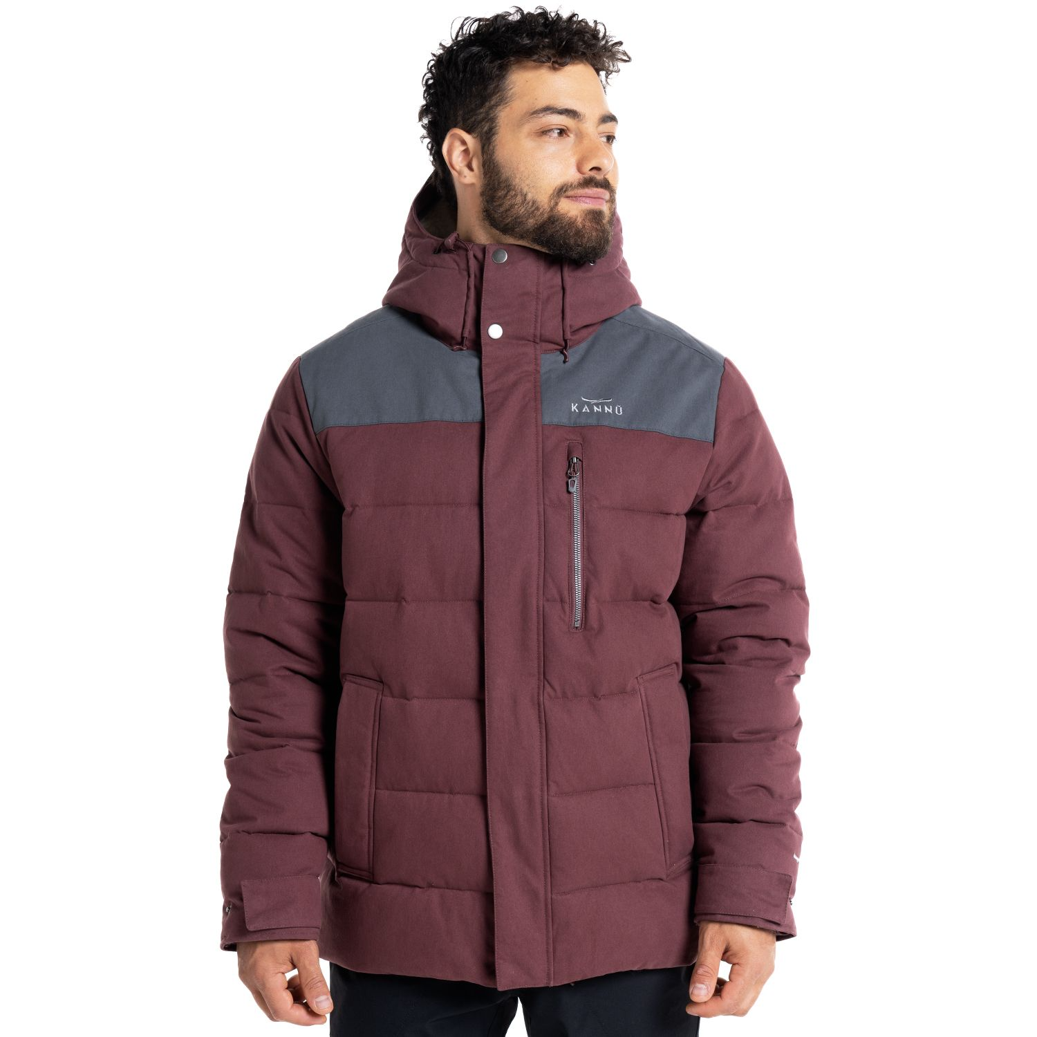 CHAQUETA KANNU INSULADA CHAITEN CAPUCHA HOMBRE ROJO OSCURO
