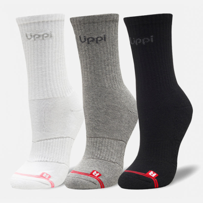 CALCETINES LOGO LIPPI PACK MID NEGRO BLANCO GRIS